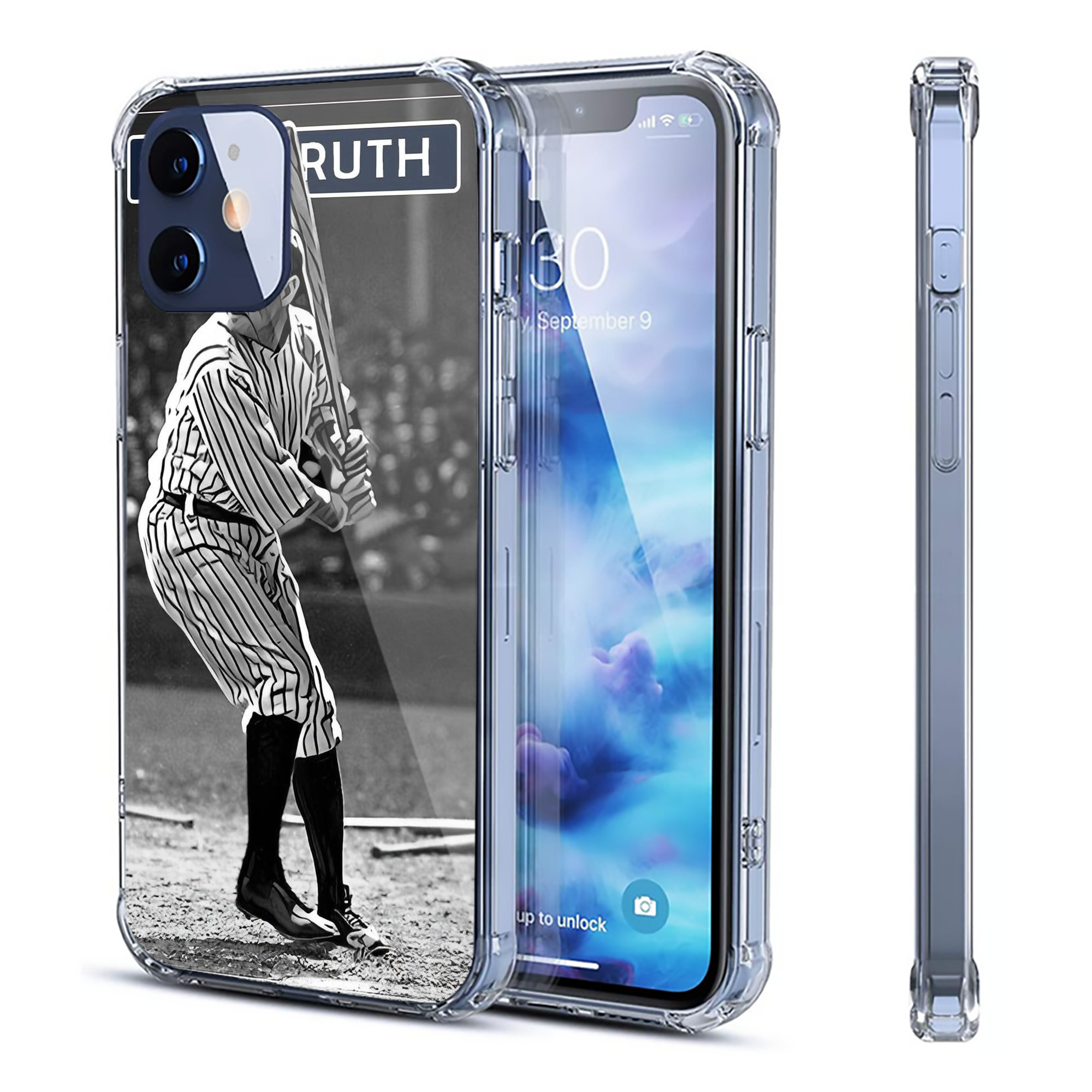 Babe Ruth 17 Clear IPhone 12 Case – Soft TPU With UV Print – Enhanced Drop Protection, Precise Fit, Anti-Fingerprint, Customizable Design, Scratch-Resistant, Yellow-Resistant